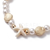 Adjustable Synthetic Turquoise & ABS Plastic Pearl Braided Bead Bracelet BJEW-JB10101-02-4