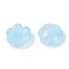 Transparent Spray Paint Glass Bead Caps GLAA-H035-04J-2