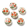 Flower Theme Printed Handmade Porcelain Beads LAMP-D303-06C-03-1