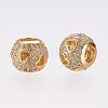 Long-Lasting Plated Brass Micro Pave Cubic Zirconia European Beads ZIRC-F060-15G-1