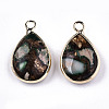 Teardrop Assembled Synthetic Bronzite and Regalite/Imperial Jasper Pendants G-N330-022-D04-2