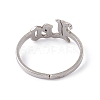 304 Stainless Steel Constellation Open Cuff Ring for Women RJEW-C035-01L-P-3