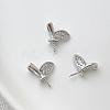 Brass Micro Pave Clear Cubic Zirconia Leaf Peg Bails Pin Charms BAPE-PW0002-20B-1