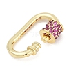 Oval Brass Micro Pave Cubic Zirconia Screw Carabiner Clasps KK-G522-47G-01-2