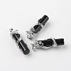Tube Natural Dyed & Heated Black Agate Pendants G-L455-H01-1