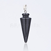 Natural Dyed & Heated Black Agate Pendants G-P236-09-2