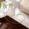2MM Faceted Round Natural Green Tourmaline & Glass Pearl Beaded Necklaces for Women YX9478-3