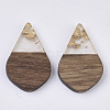 Transparent Resin & Walnut Wood Pendants RESI-S358-23-A01-1
