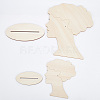 2 Sizes Hair Bun Girl Wooden Head Child Silhouette Stands ODIS-WH0030-15B-3