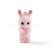 Flocking Resin Cute Bunny Pendants MACR-P043-J02-1