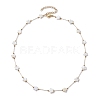 316 Stainless Steel Paperclip Chain & Star Natural White Shell Link Necklaces NJEW-JN05034-4