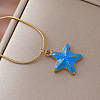Vintage Ocean 304 Stainless Steel Enamel Starfish Pendant Necklaces for Women FT5866-3