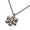 Textured Snowflake 304 Stainless Steel Pendant Necklaces NJEW-H420-84P-1