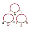 3Pcs 3 Styles Christmas Theme Glass Beaded Stretch Bracelet Sets for Women BJEW-TA00534-1