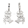 Left and Right Clover & Texture Butterfly 304 Stainless Steel Shell Dangle Earrings EJEW-L283-075P-1