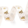 5 Yards Christmas Gold Stamping Polyester Printed Ribbon OCOR-A008-01C-3