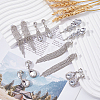 6 Pairs 6 Style Alloy Rhinestone Teardrop Dangle Clip-on Earrings EJEW-FI0002-91-4