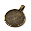 Flat Round Tibetan Style Alloy Pendant Cabochon Settings TIBEP-S293-051AB-LF-2