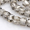 Half Plated Clear Glass Faceted Cube Beads Strands GLAA-A031-6mm-HP03-1
