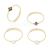 Natural Gemstone & Freshwater Pearl Beaded Copper French Wired Cuff Bangles for Women BJEW-JB13983-2