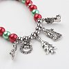 Christmas Glass Beads Stretch Charm Bracelets BJEW-JB03085-2