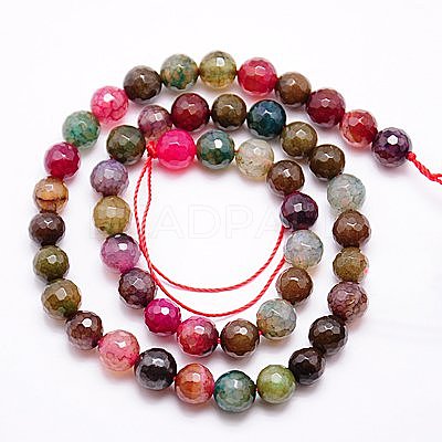 Natural Crackle Agate Beads Strands G-G445-8mm-10-1