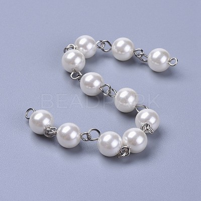 Handmade Dyed Glass Pearl Beaded Chains AJEW-JB00487-01-1