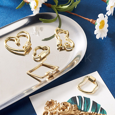 5Pcs 5 Styles Brass Screw Carabiner Lock Charms KK-FW0001-12-1