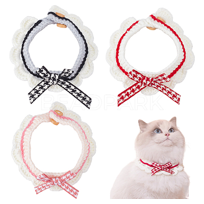 3Pcs 3 Colors Acrylic Fibers Cat Bowknot Collar AJEW-FG0004-34-1