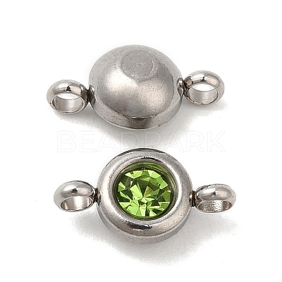 304 Stainless Steel Single Rhinestone Connector Charms STAS-E194-13P-08-1