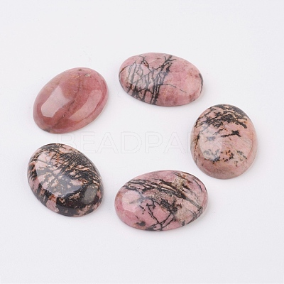Natural Rhodonite Flat Back Cabochons G-G741-18x25mm-12-1