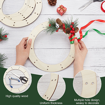 8Pcs Wreath Frames for Crafts WOOD-FG0001-35-1