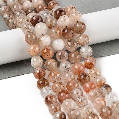 Natural Black Gold Rutilated Quartz Beads Strands G-H093-B02-10MM-1