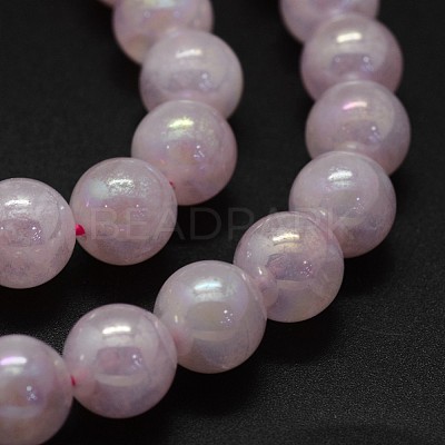 Electroplated Natural Rose Quartz Beads Strands G-K285-06-10mm-1