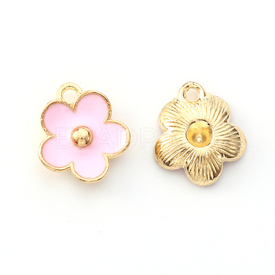 Light Gold Plated Alloy Enamel Pendants X-ENAM-R136-16B-1
