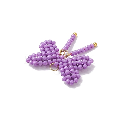 Glass Seed Beaded Bowknot Pendants PALLOY-MZ01055-1