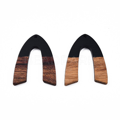 Opaque Resin & Walnut Wood Pendants RESI-N025-029-B-1