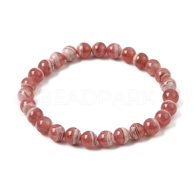 Natural Argentina Rhodonite Round Beaded Stretch Bracelets GG-CBAB07B-01-1