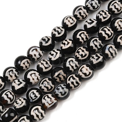 Tibetan Style dZi Beads Strands G-G328-A09-8mm-1