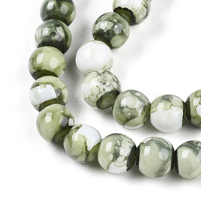 Baking Paint Glass Beads Strands DGLA-N003-8mm-C06-1