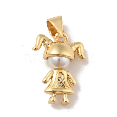 Brass Micro Pave Clear Cubic Zirconia Pendants KK-B059-12G-1