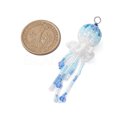 Seed Beads Beaded Charms PALLOY-MZ00316-1