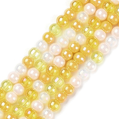 Transperant Electroplate Glass Beads Strands X-GLAA-P056-4mm-B01-1