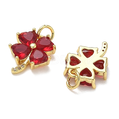 Brass Micro Pave Cubic Zirconia with Glass Pendants CU-CBA6E4E-11G-1
