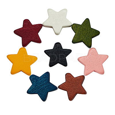Painted Natural Wood Beads WOOD-CJ0001-12-1
