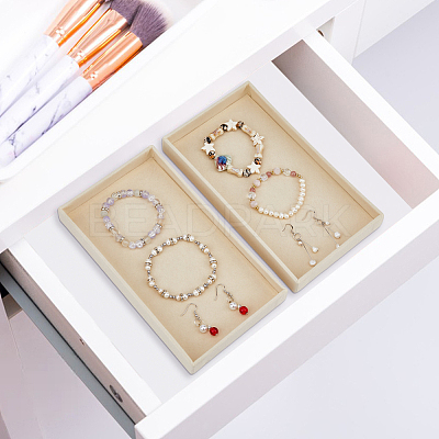 Rectangle Velvet Jewelry Display Trays for Rings ODIS-WH0113-14C-1