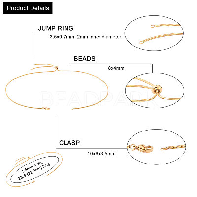 Adjustable 304 Stainless Steel Slider Necklaces NJEW-CJ0001-01G-1