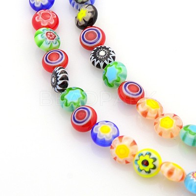 Handmade Millefiori Glass Bead Strands LAMP-J034-6mm-M-1