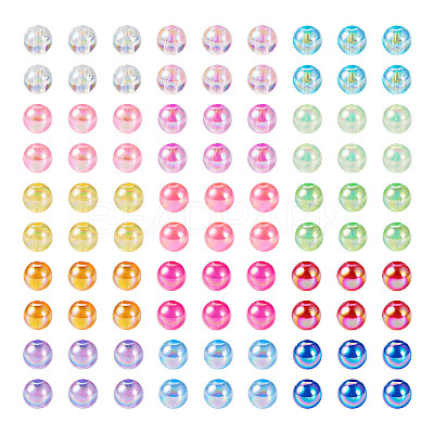 300Pcs 15 Colors Transparent Acrylic Beads MACR-TA0001-29-1