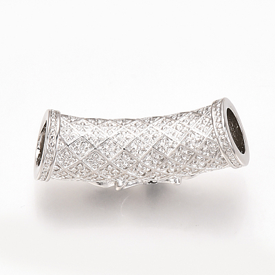 Brass Micro Pave Cubic Zirconia Tube European Beads X-ZIRC-T004-60P-1